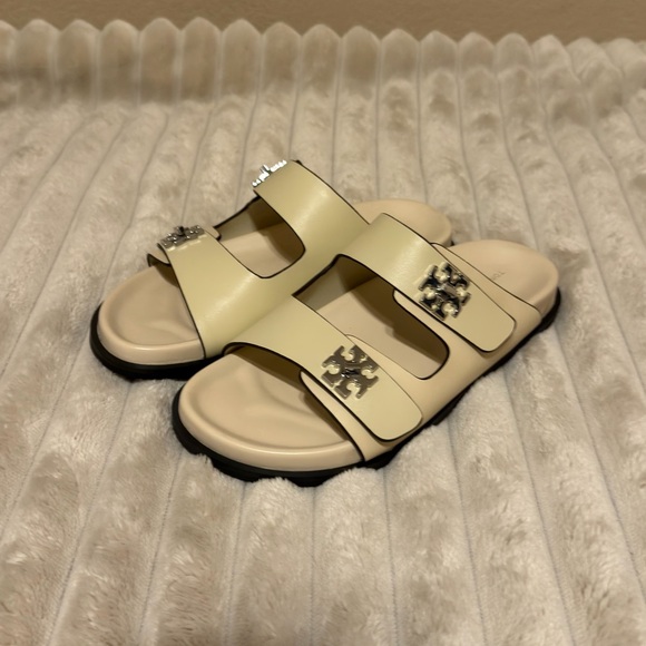 Tory Burch Shoes - Tory Burch Turnlock Sport Slide Ash Cloud Women’s Size 8.5